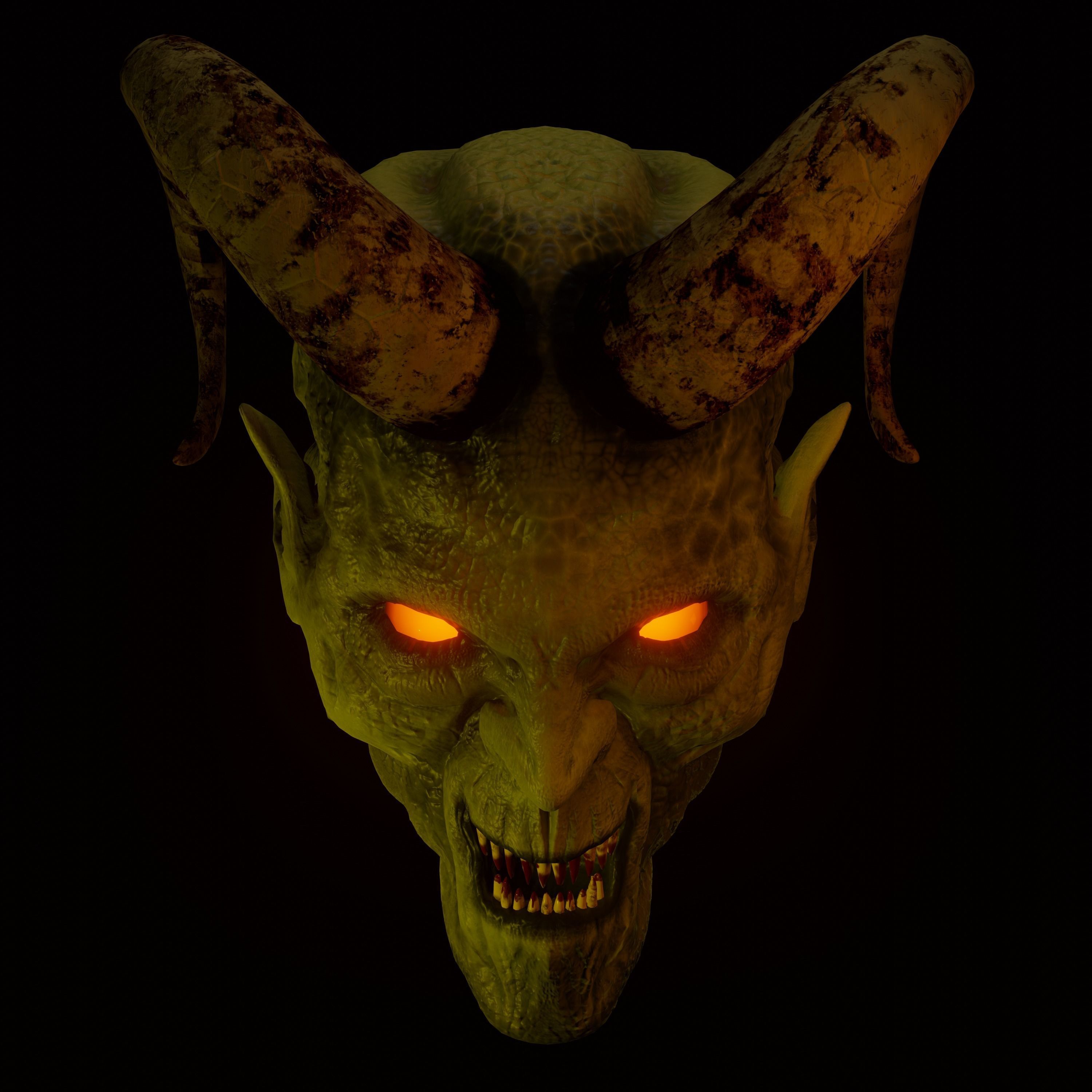 Demon head Low-poly 3D model_10