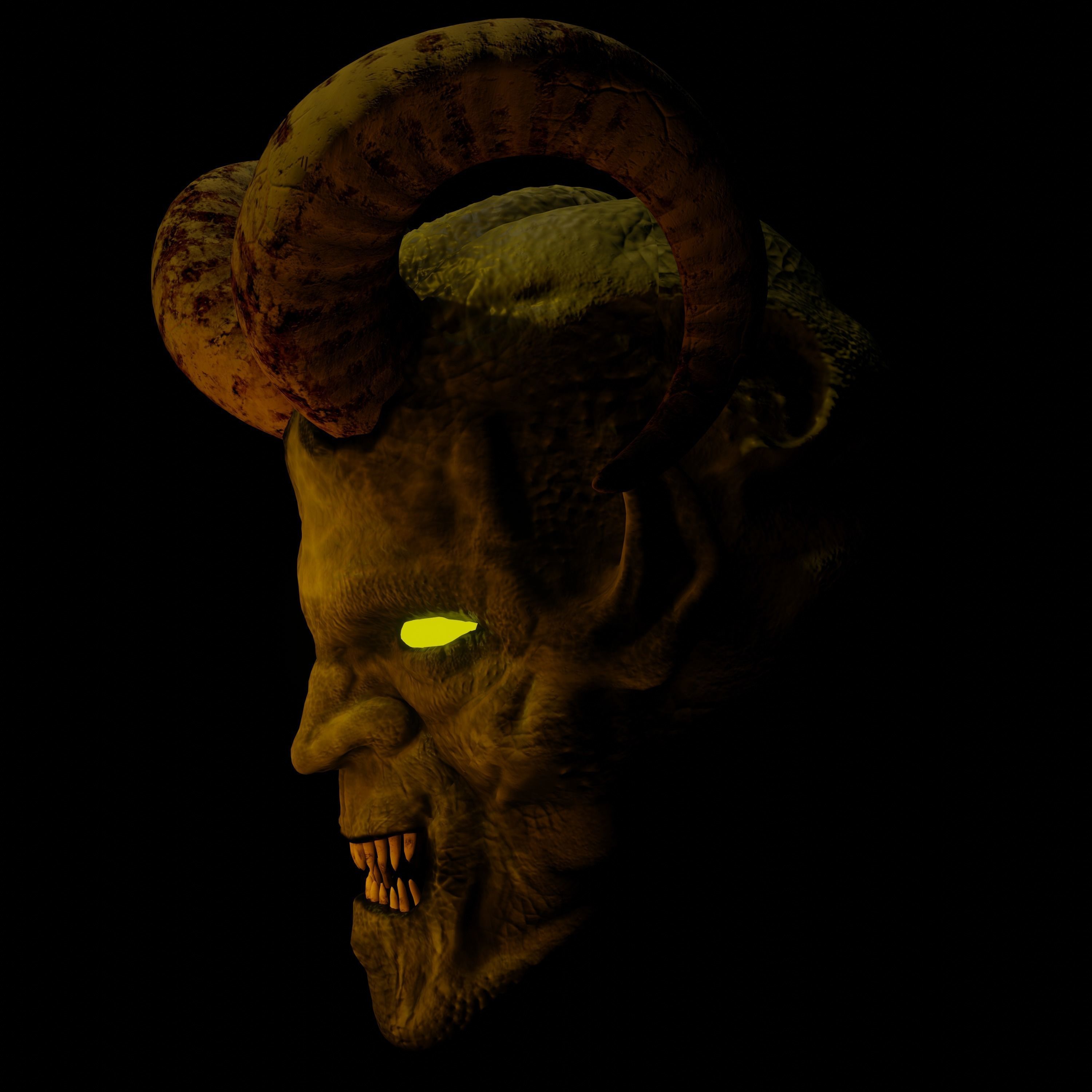 Demon head Low-poly 3D model_9