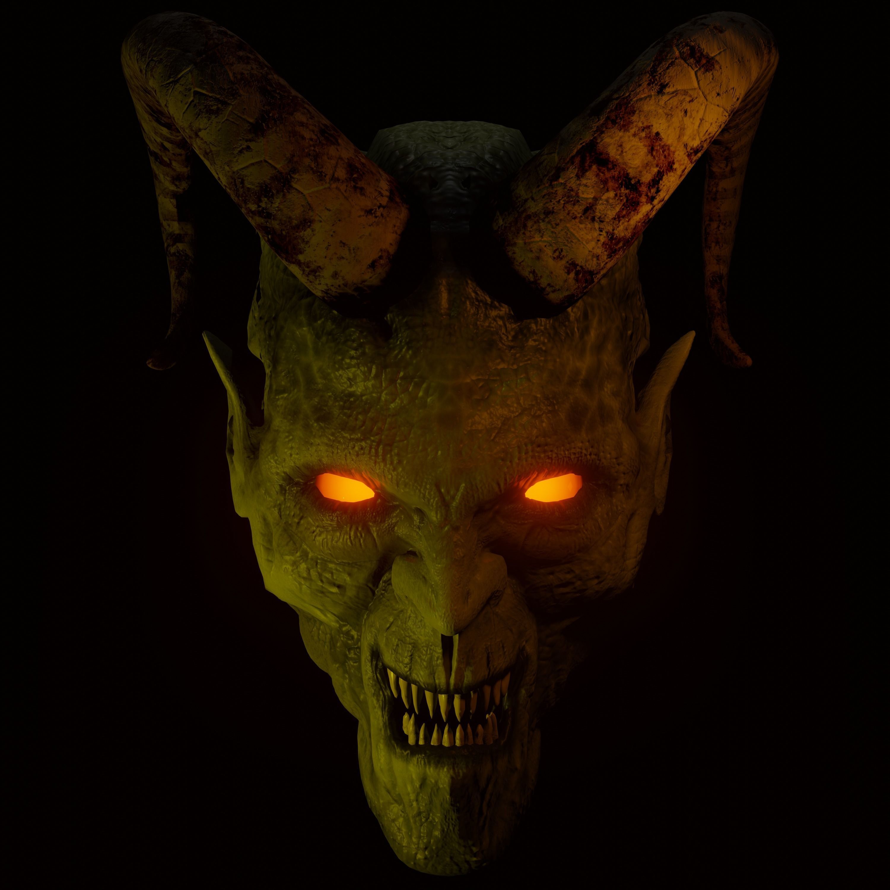 Demon head Low-poly 3D model_3