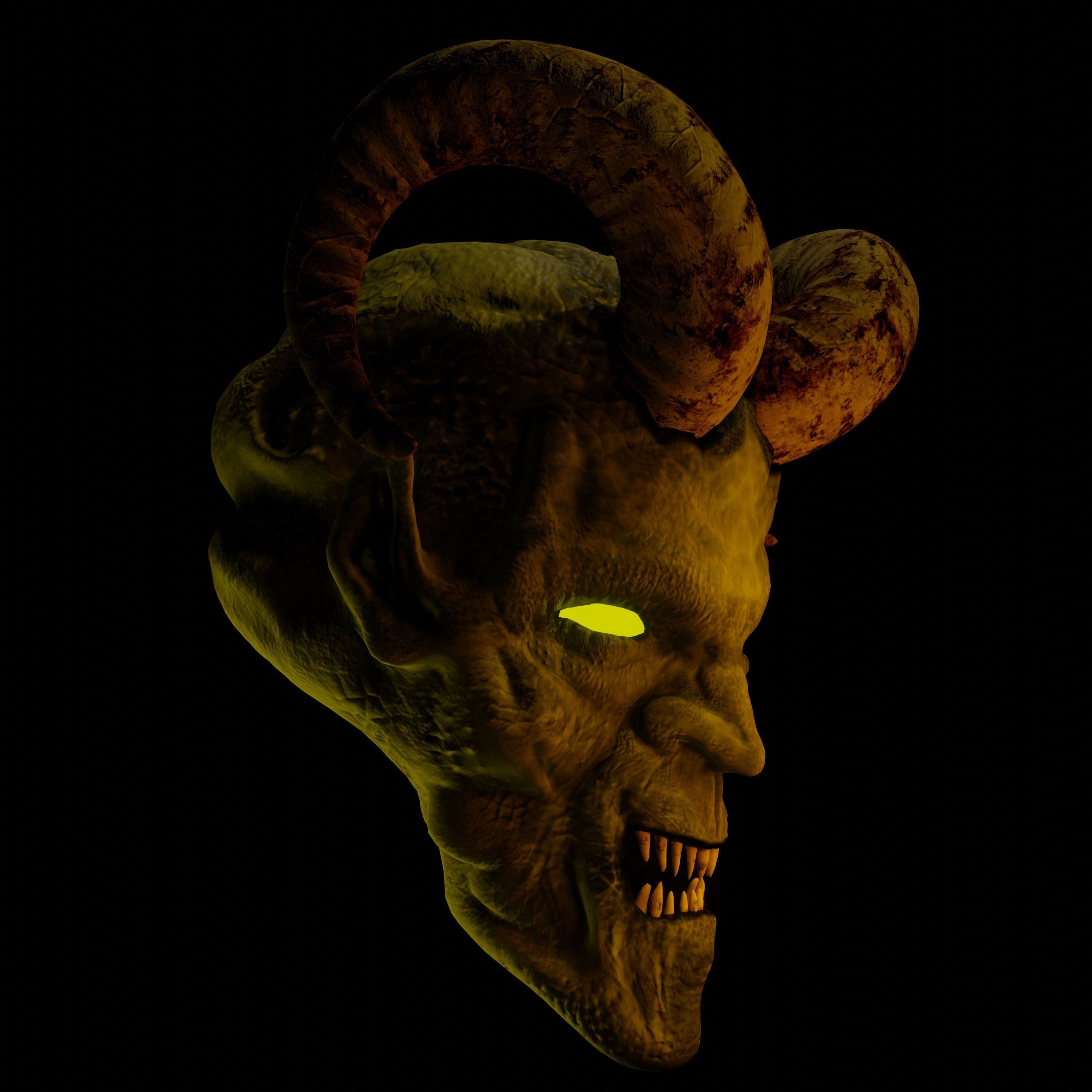 Demon head Low-poly 3D model_13