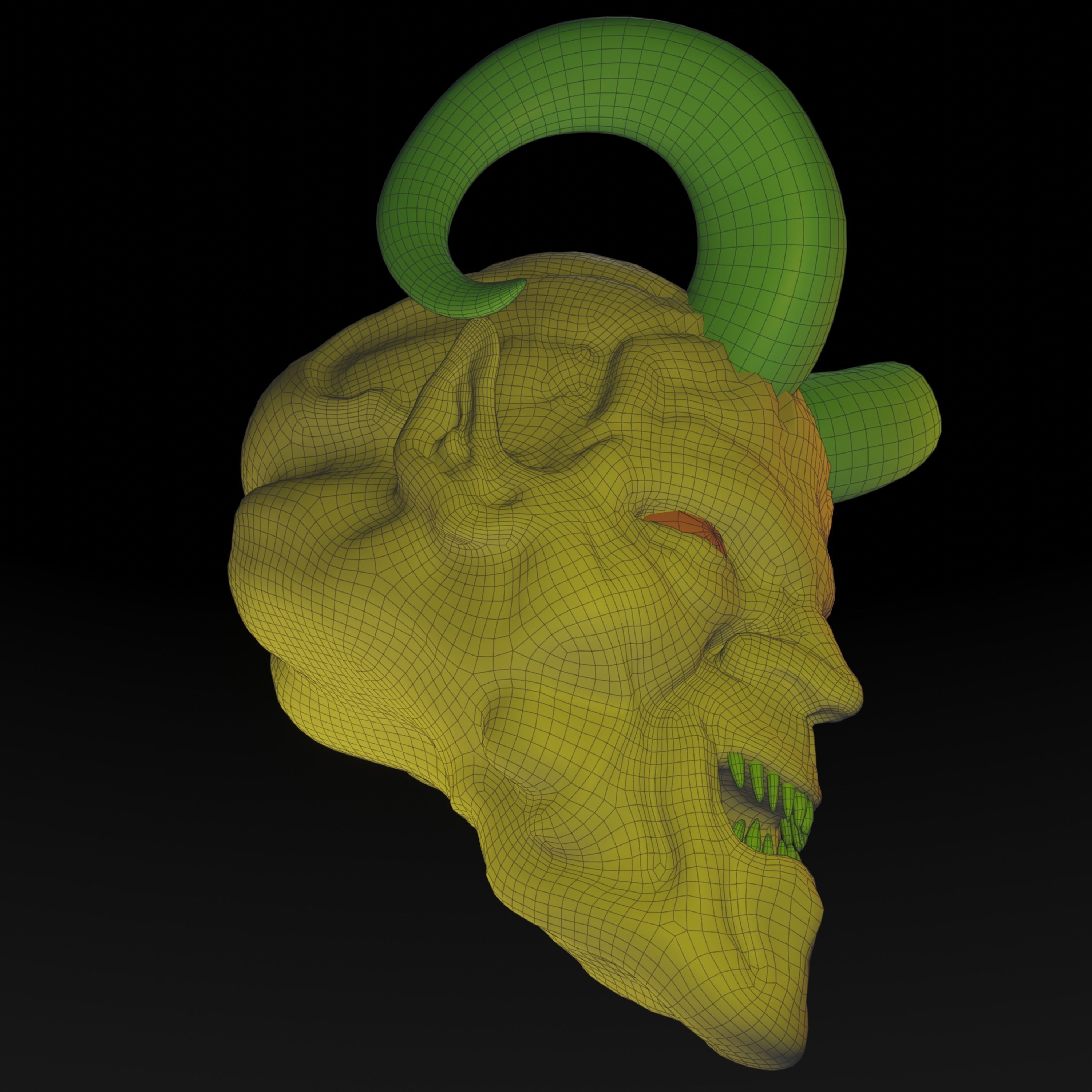 Demon head Low-poly 3D model_8