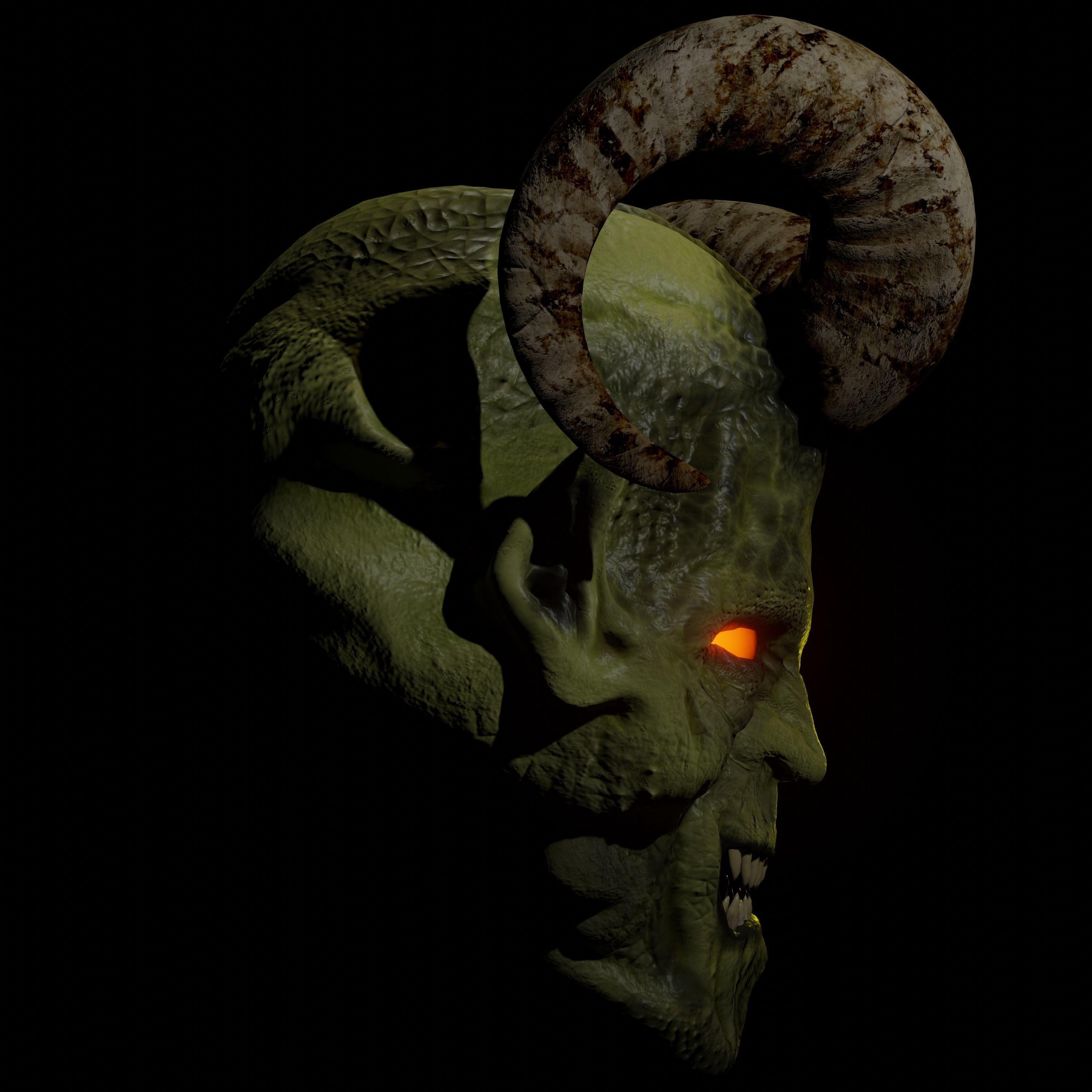 Demon head Low-poly 3D model_2