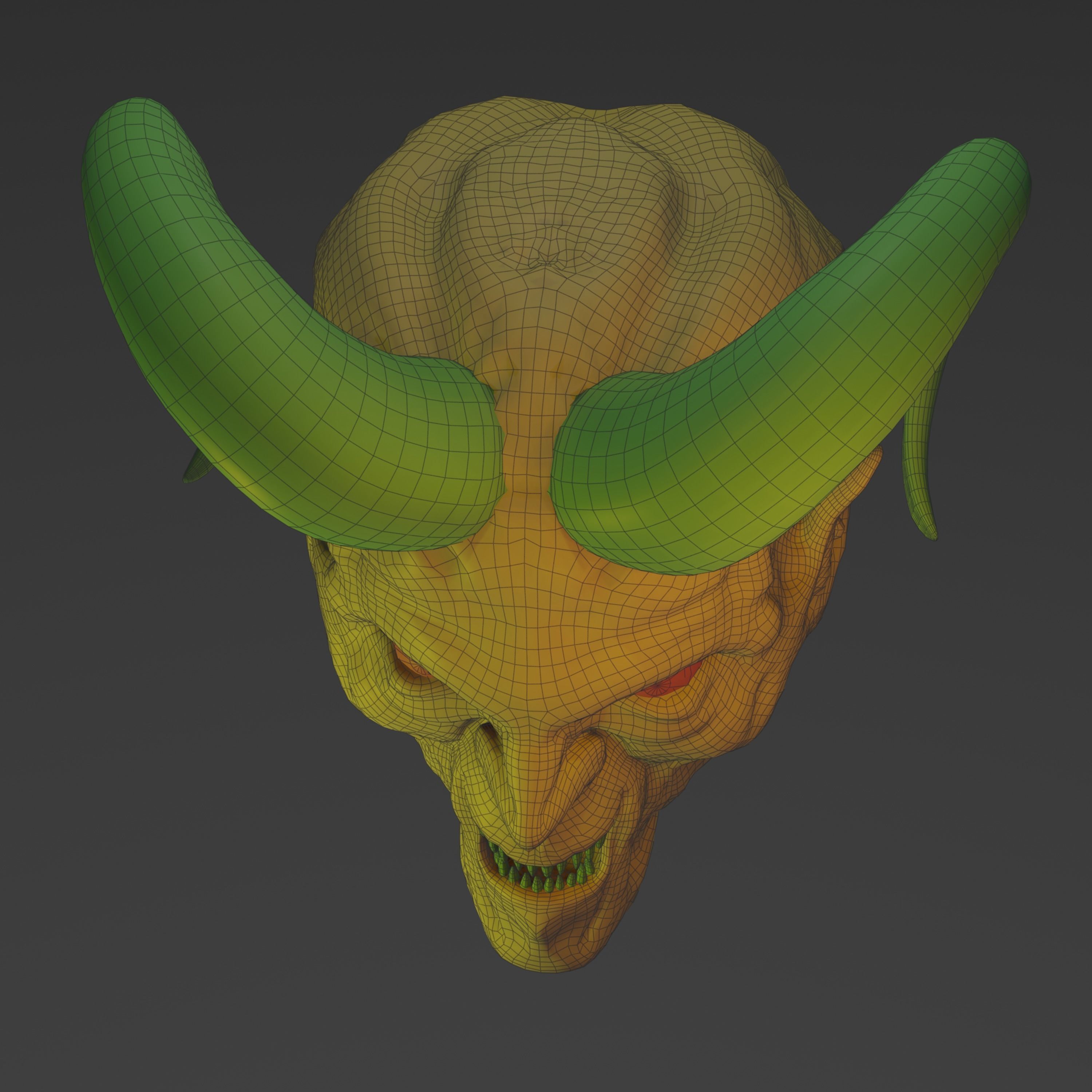 Demon head Low-poly 3D model_7