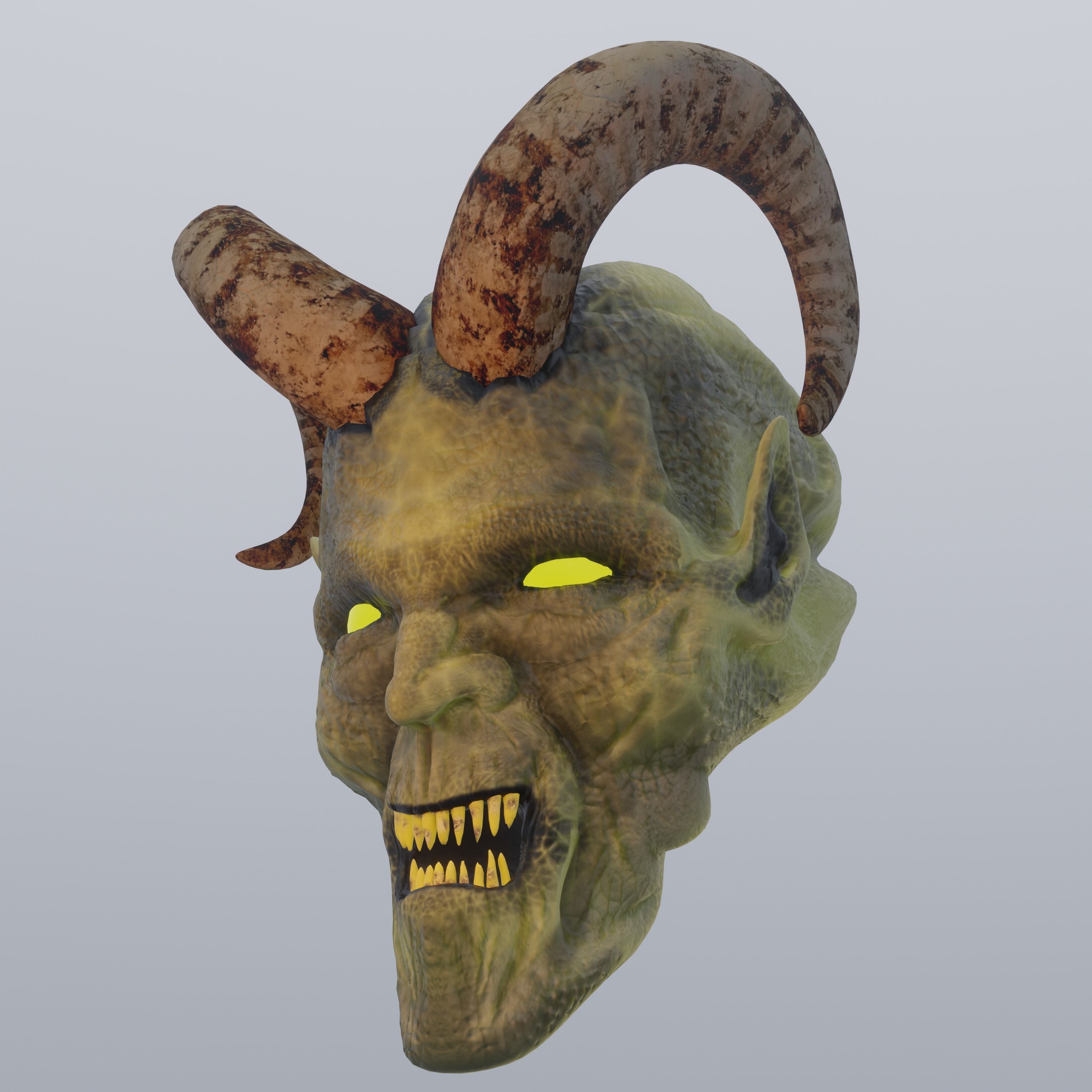 Demon head Low-poly 3D model_15