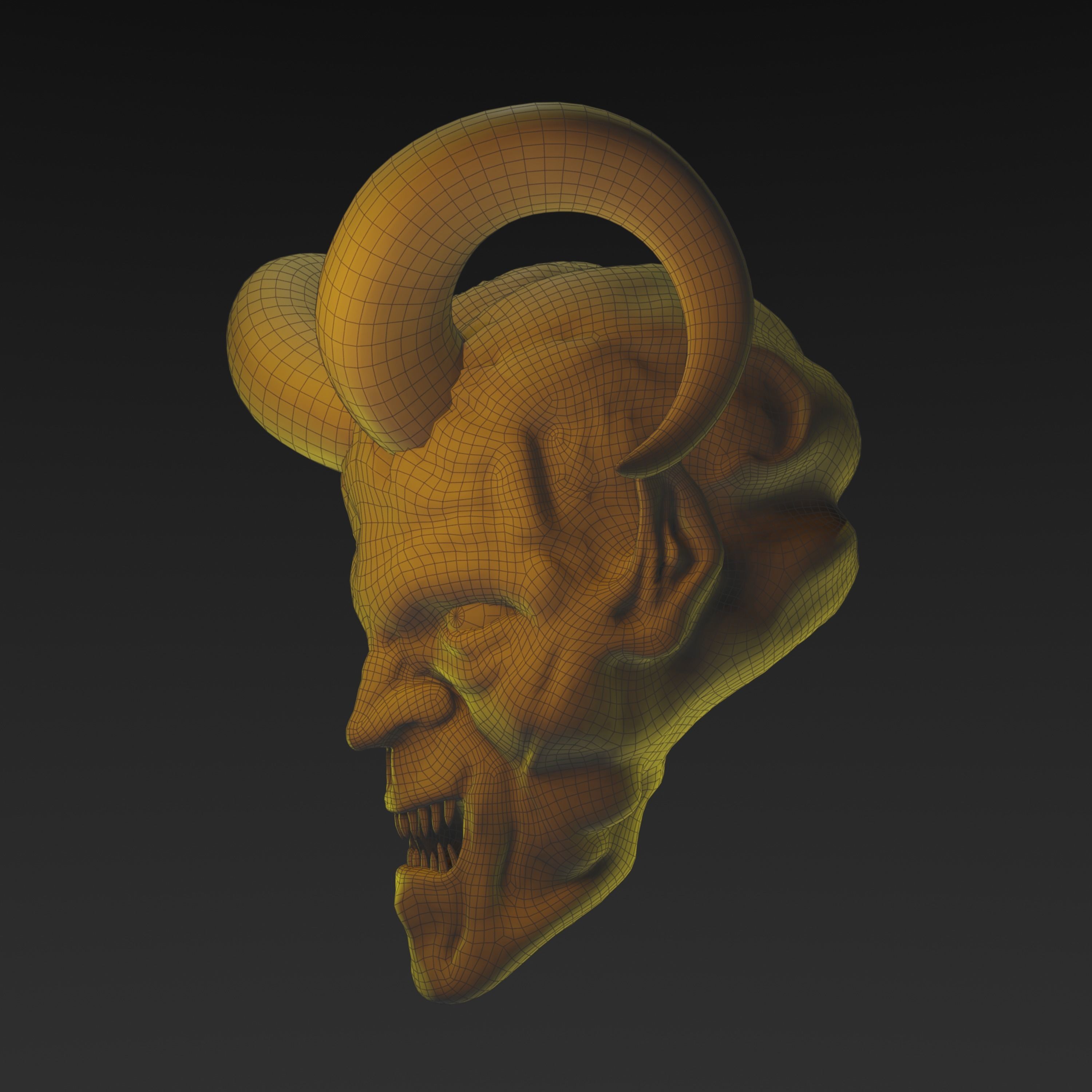 Demon head Low-poly 3D model_5