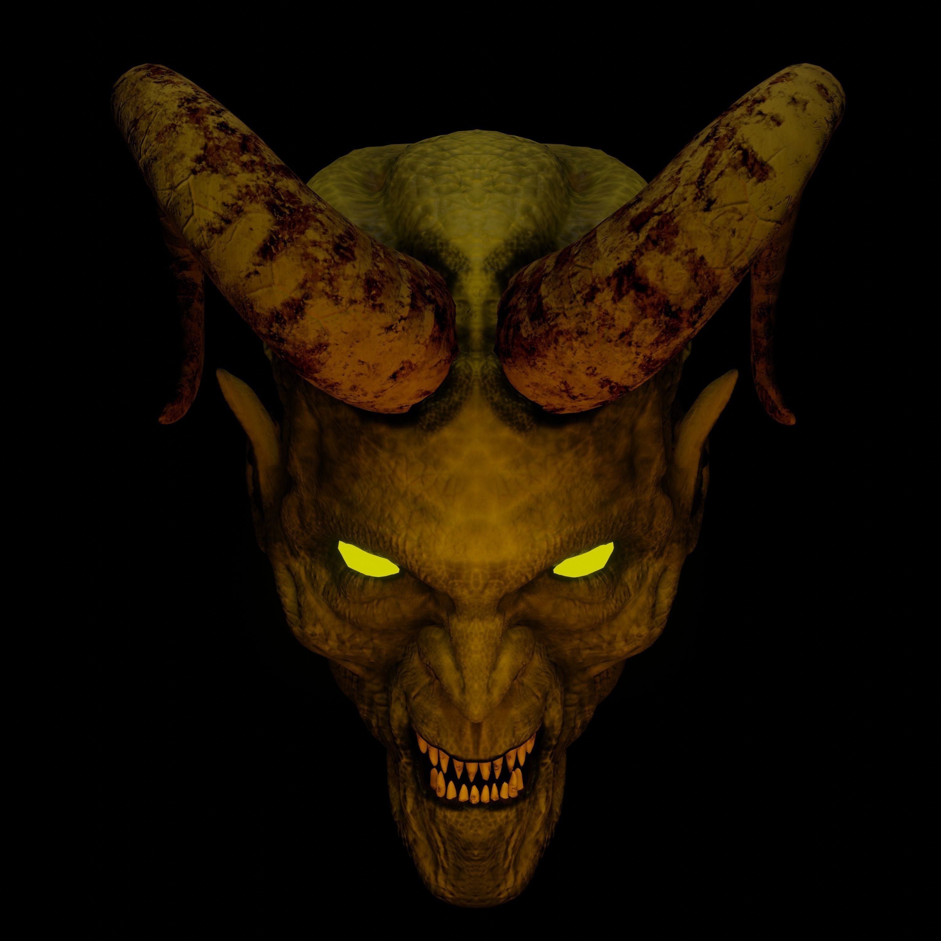 Demon head Low-poly 3D model_1