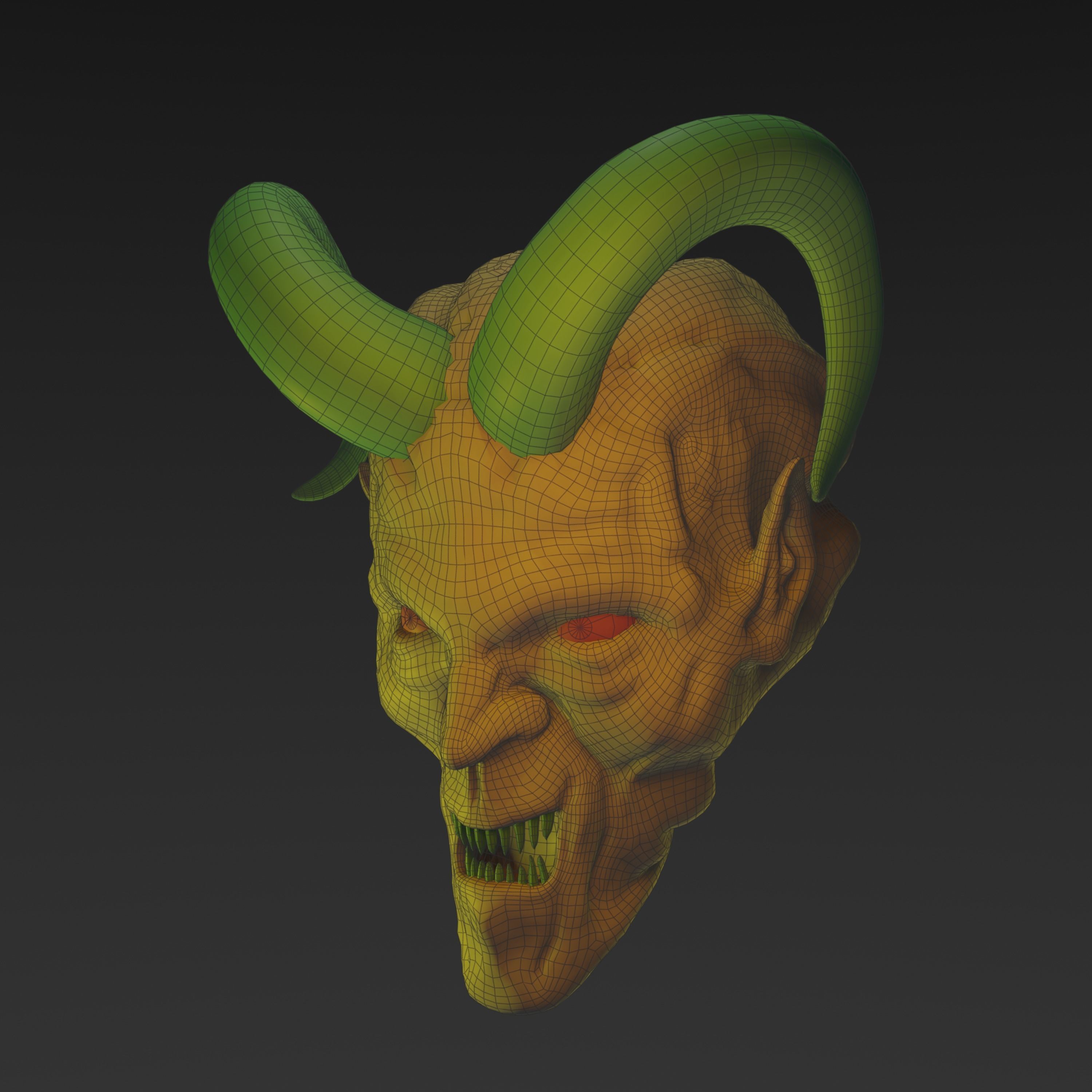 Demon head Low-poly 3D model_6