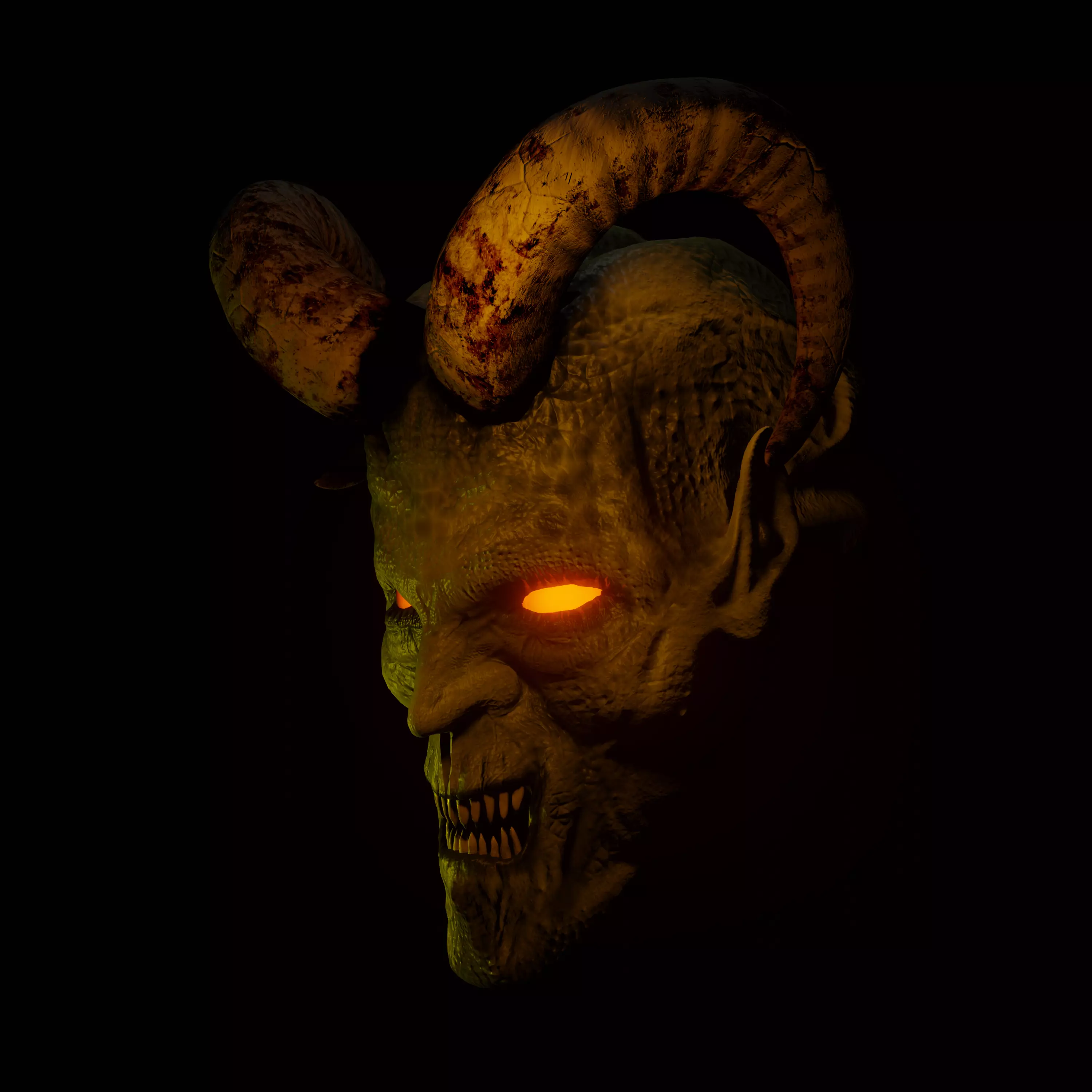 Demon head Low-poly 3D model_0