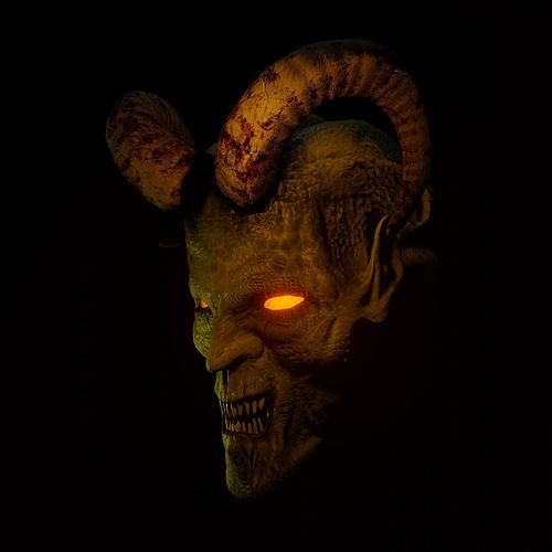 Demon head Low-poly 3D model