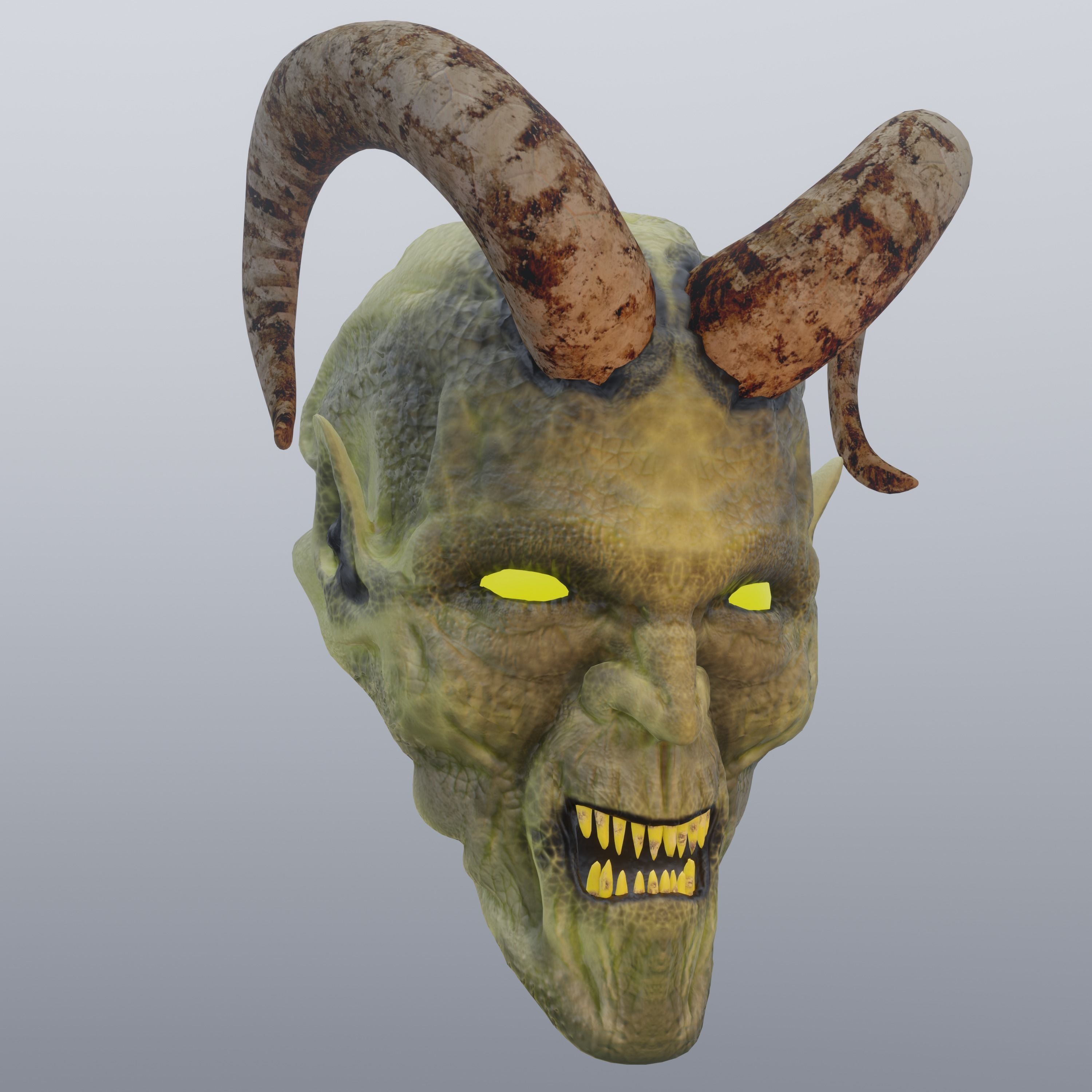 Demon head Low-poly 3D model_14