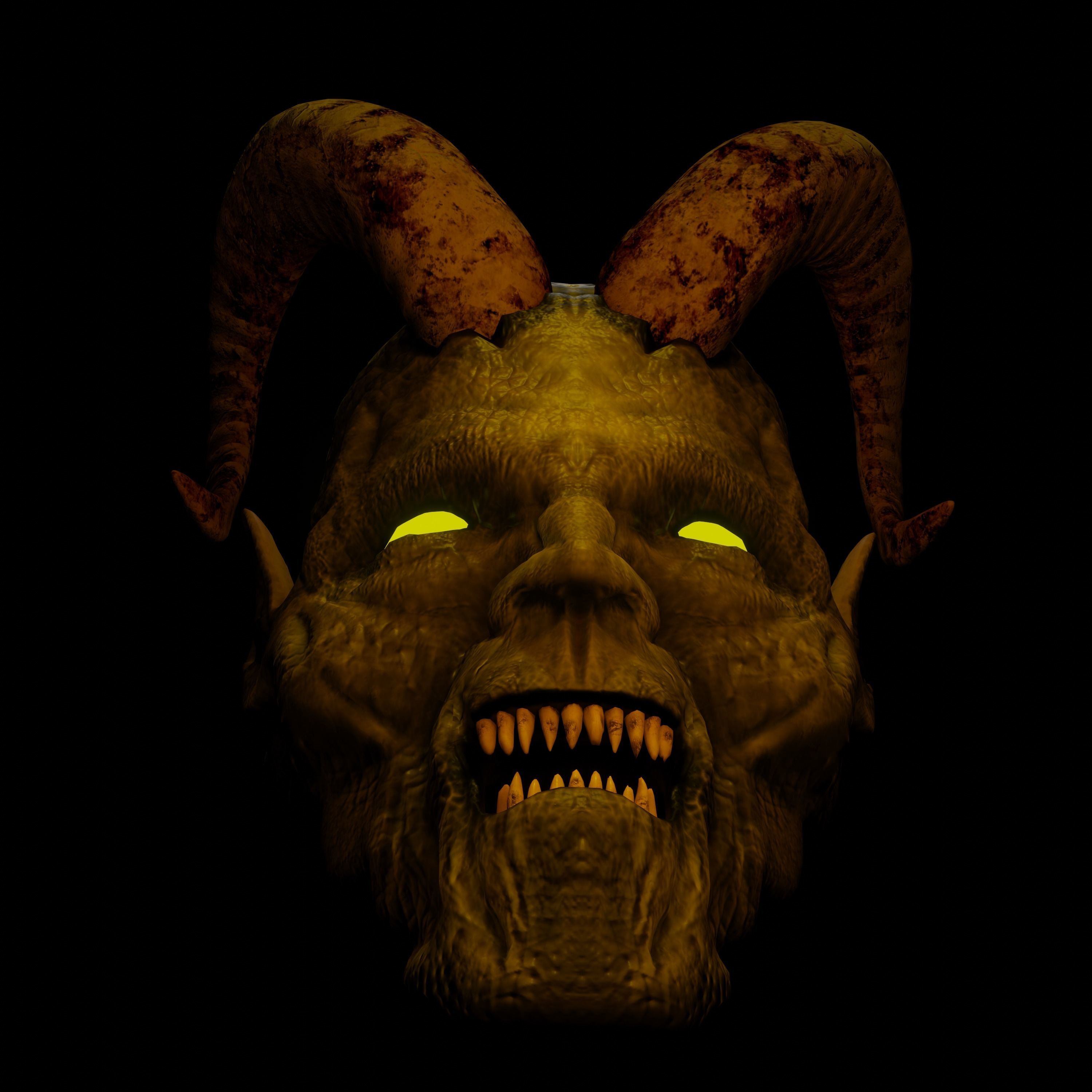 Demon head Low-poly 3D model_12
