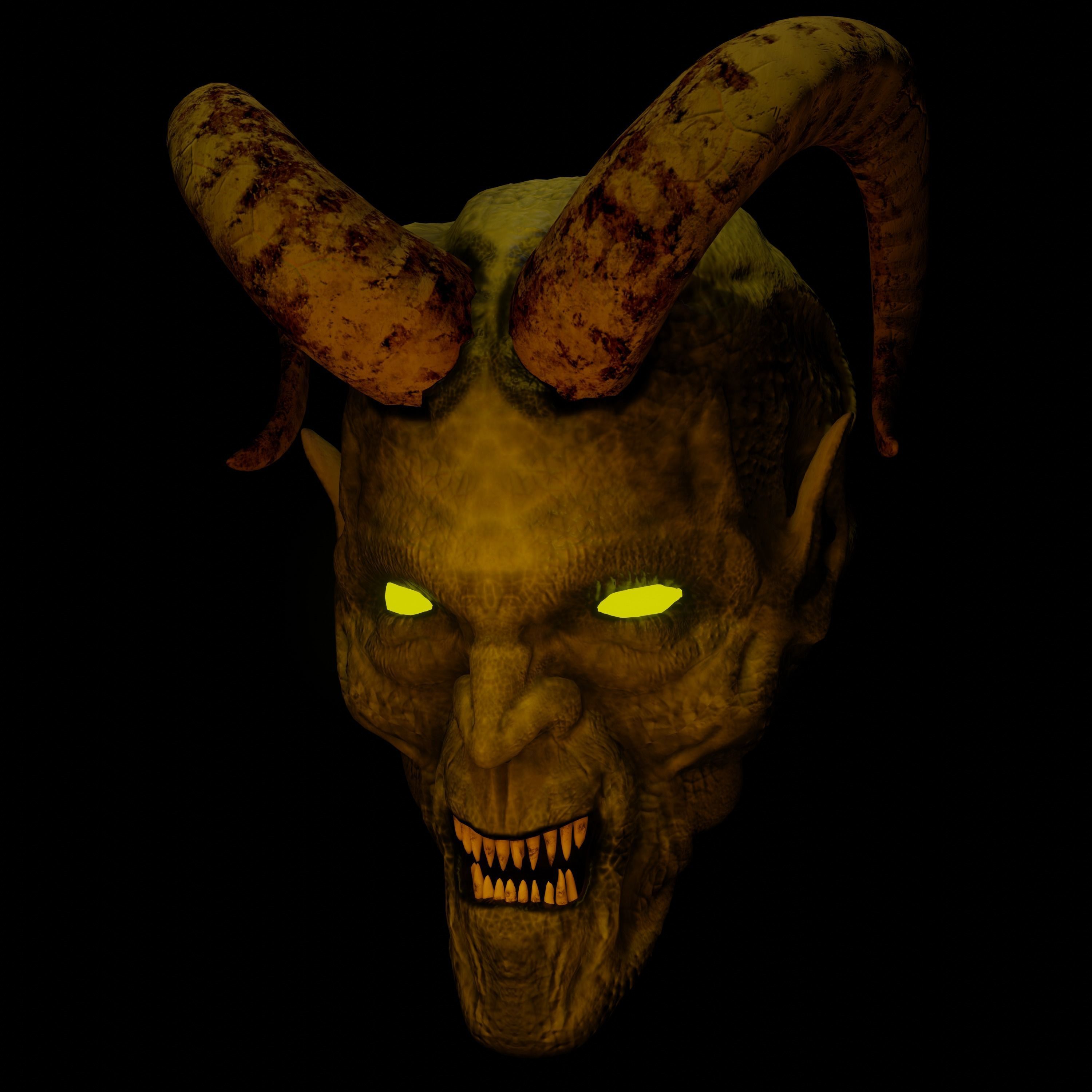 Demon head Low-poly 3D model_11