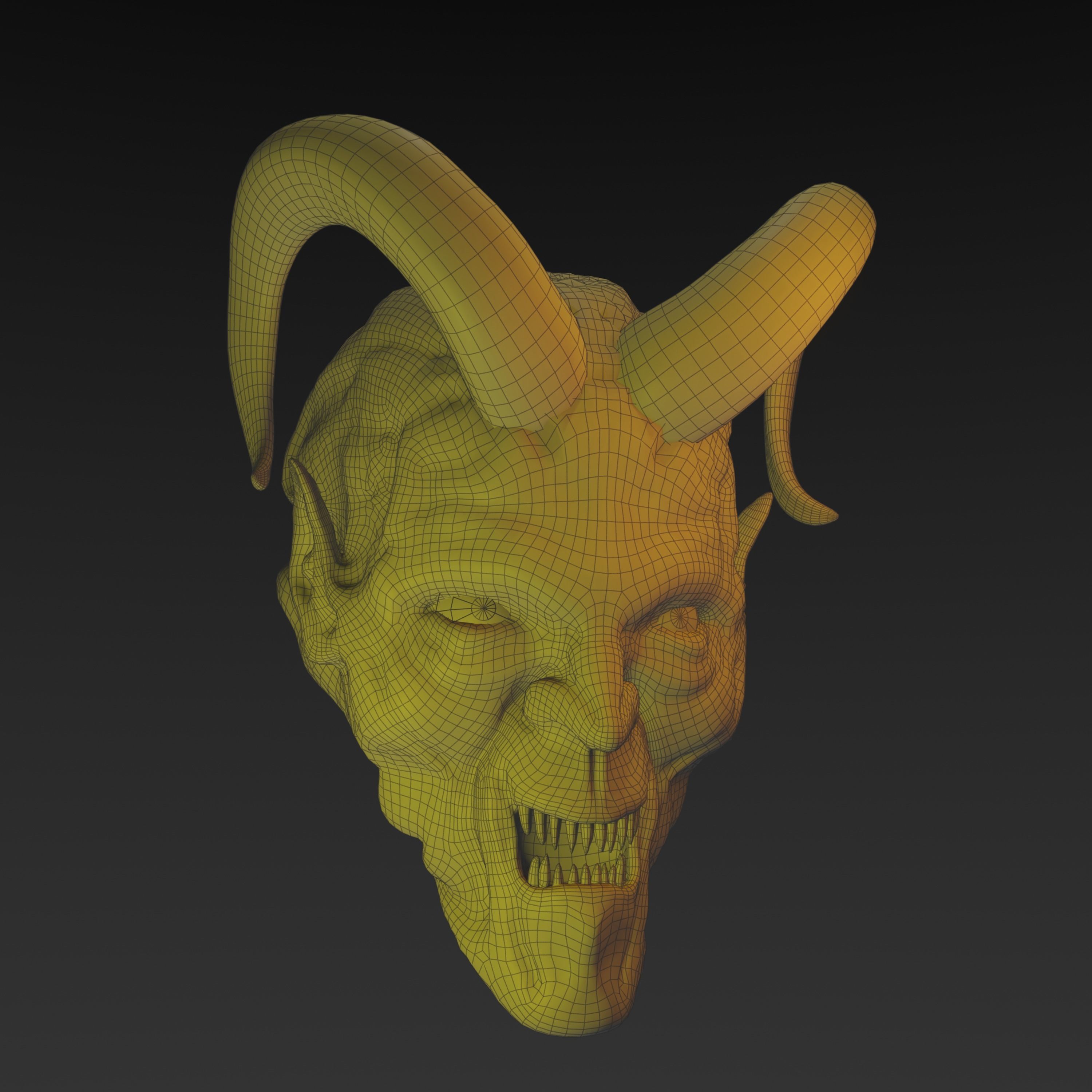 Demon head Low-poly 3D model_4