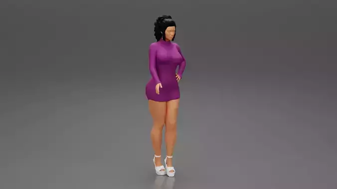 Young Beautiful Woman Posing in Fashion Casual Trendy long dress