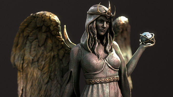Meridia statue of angel holding sword 3D print model