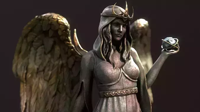Meridia statue of angel holding sword 3D print model