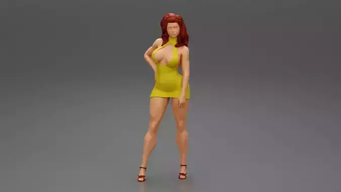 Sexy woman posing in erotic dress open breast