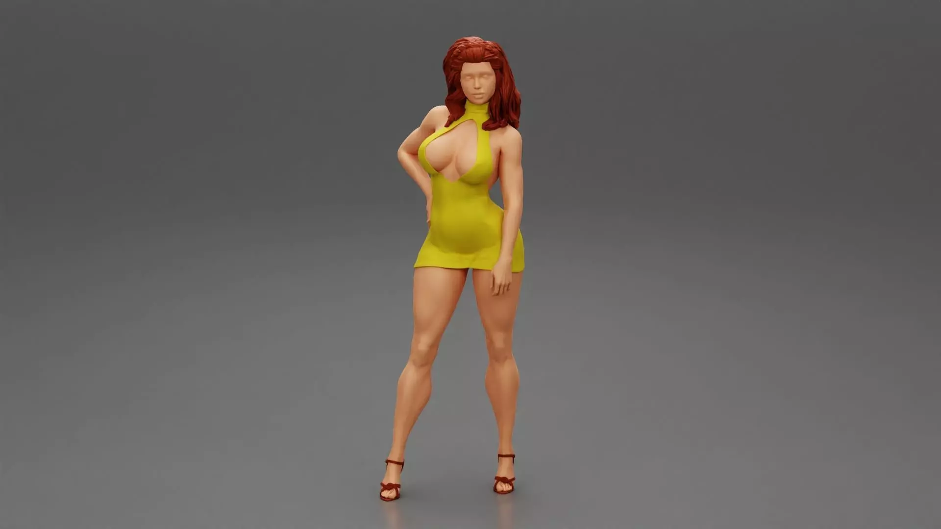 woman posing in dress open 3D print model