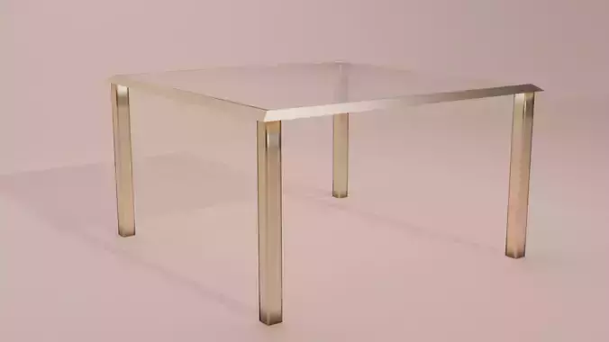 Stylized Table with gold frame and glass PBR Low Poly