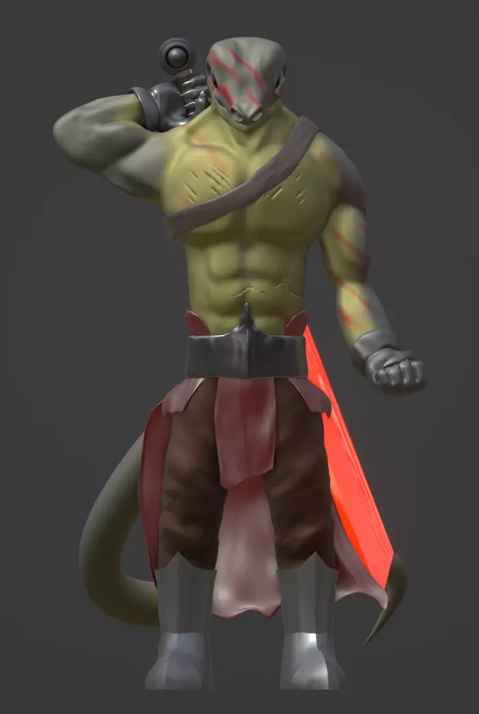 Lizard Warrior Free 3D model_0