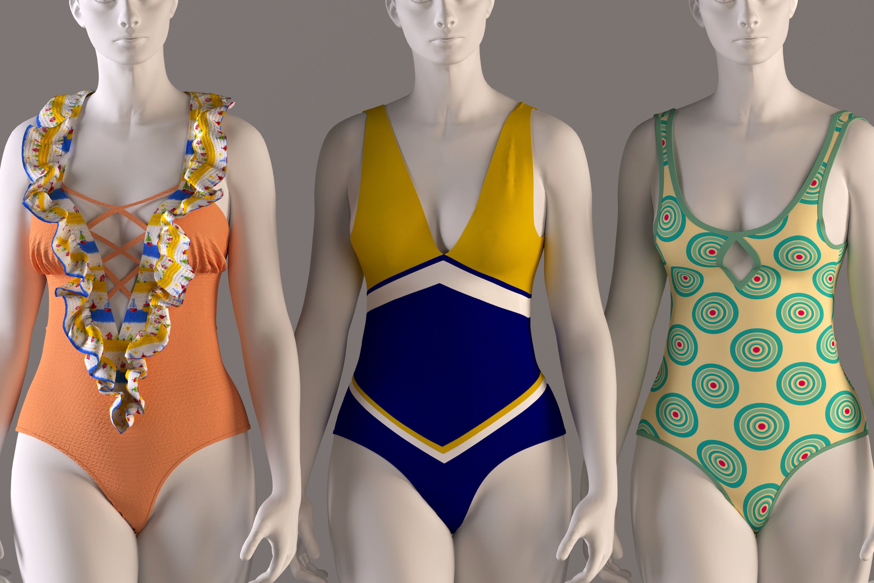 Women swimsuit - swimwear with textures 3D model_2
