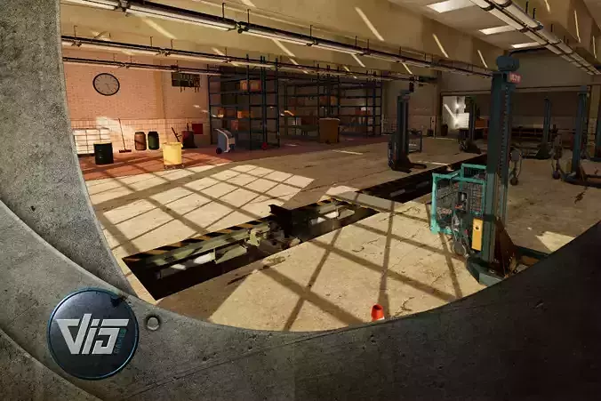 High Detail Car Repair Shop - Unity3D