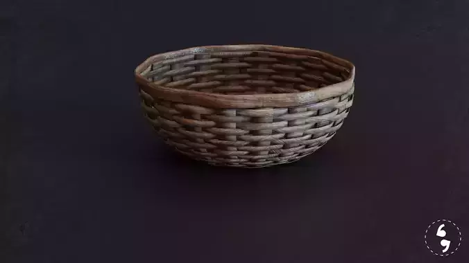 PBR Wicker Basket low poly