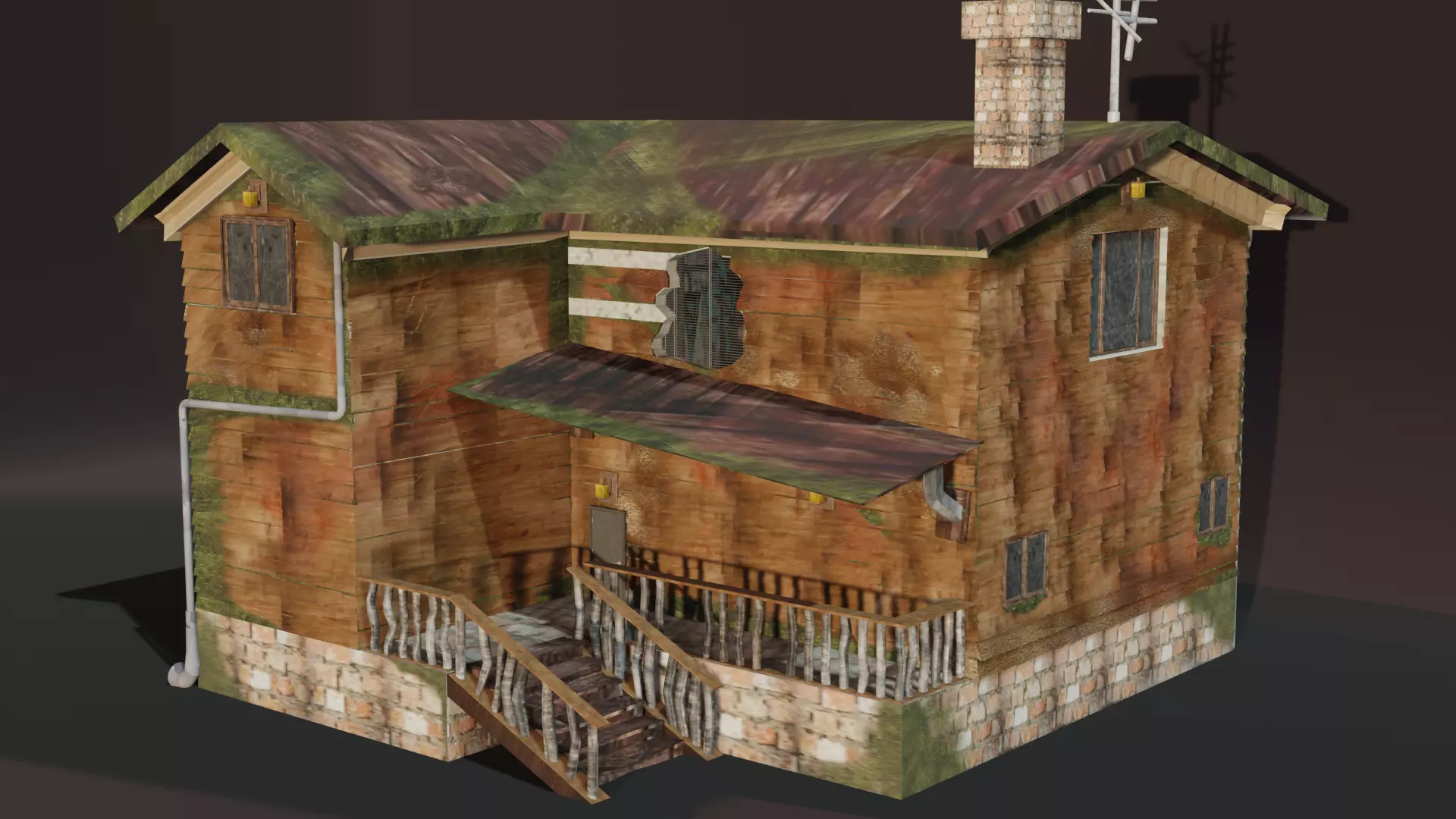 Haunted House 3d Low-poly 3D model_0
