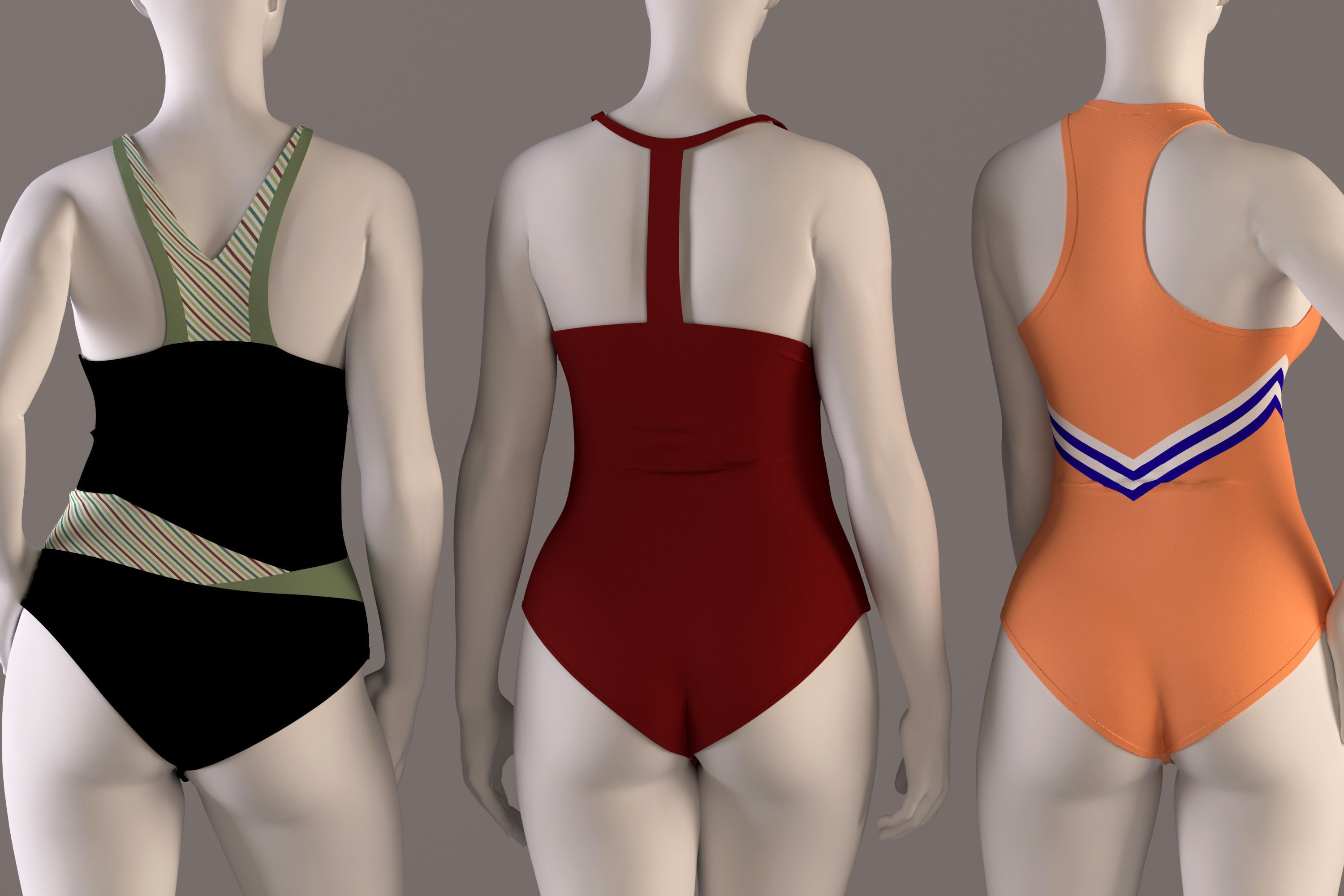 Women swimsuit - swimwear with textures 3D model_1
