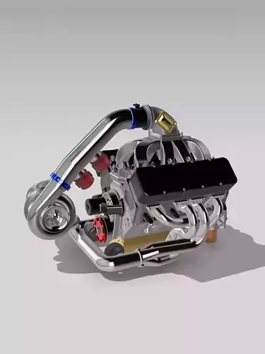 SBC Single Turbo Higgins Race Motor Small Block Chev 3D print model
