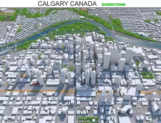 Calgary Downtown Canada Low-poly 3D model