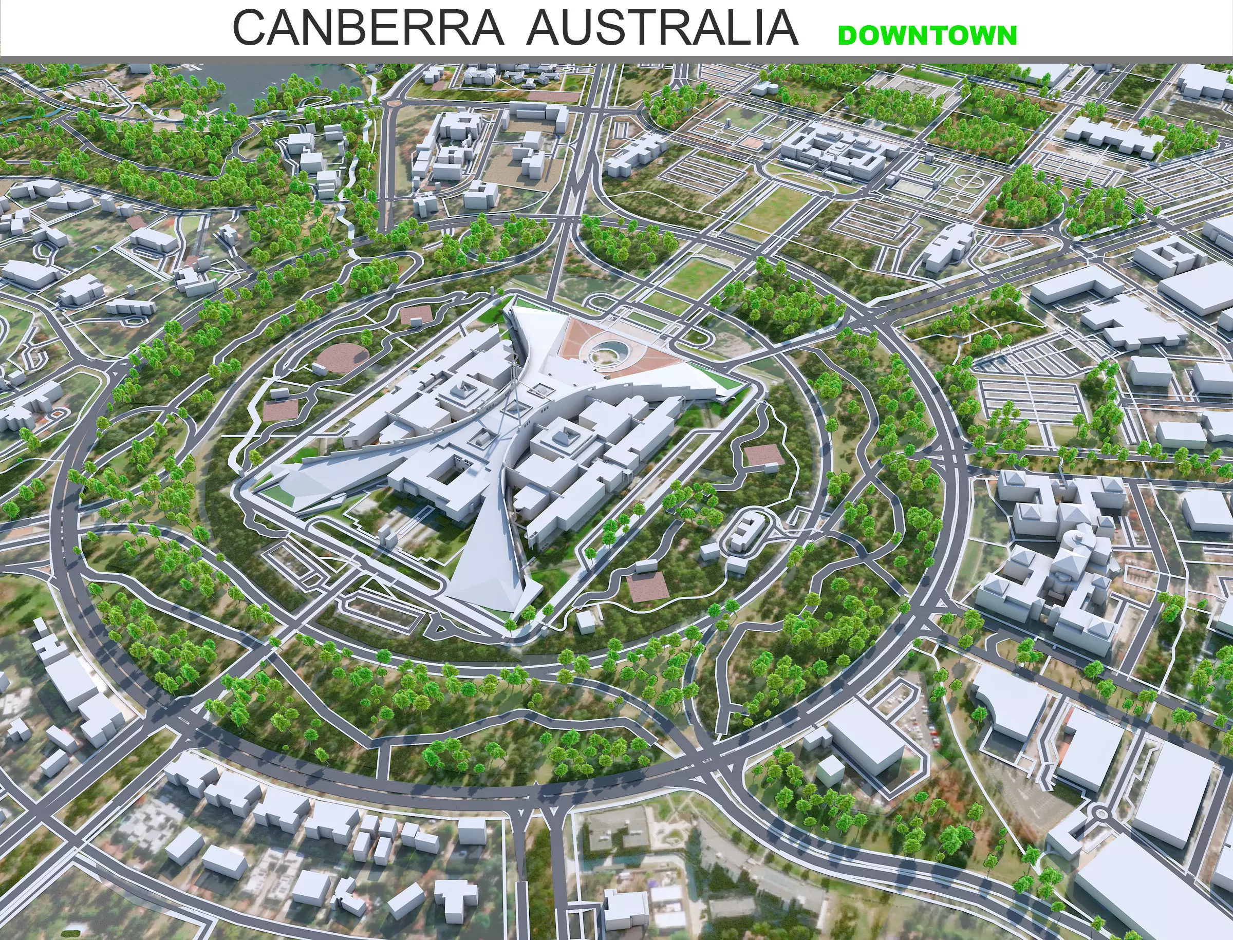 Canberra Downtown Australia Low-poly 3D model_0