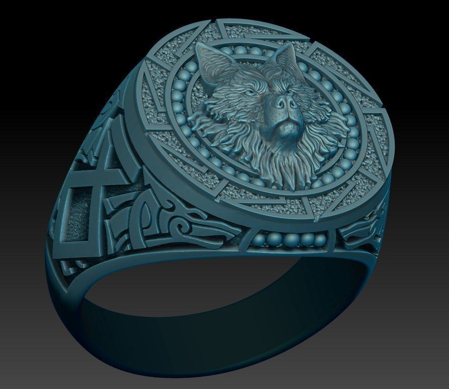 wolf ring 3D print model_2