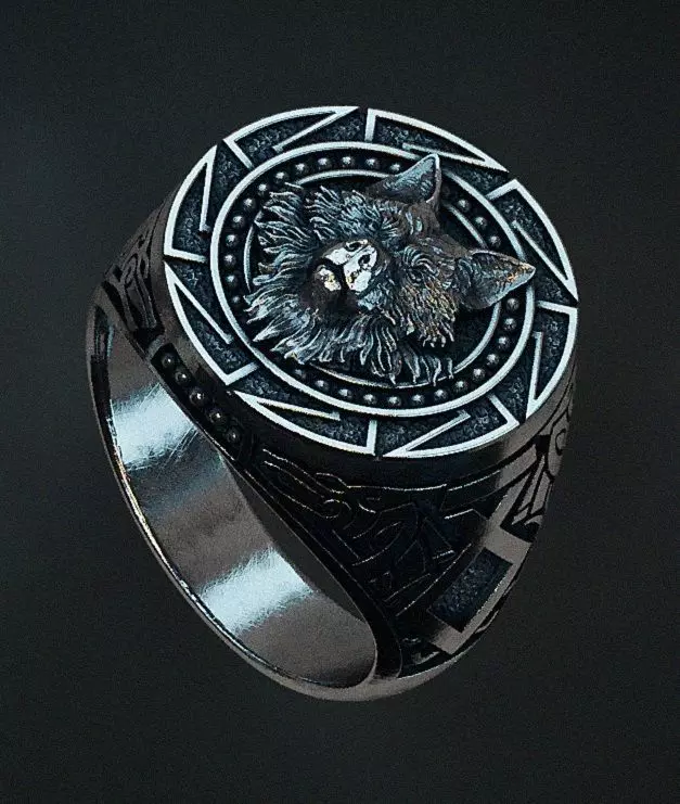 wolf ring 3D print model_0