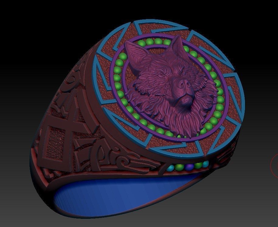 wolf ring 3D print model_4