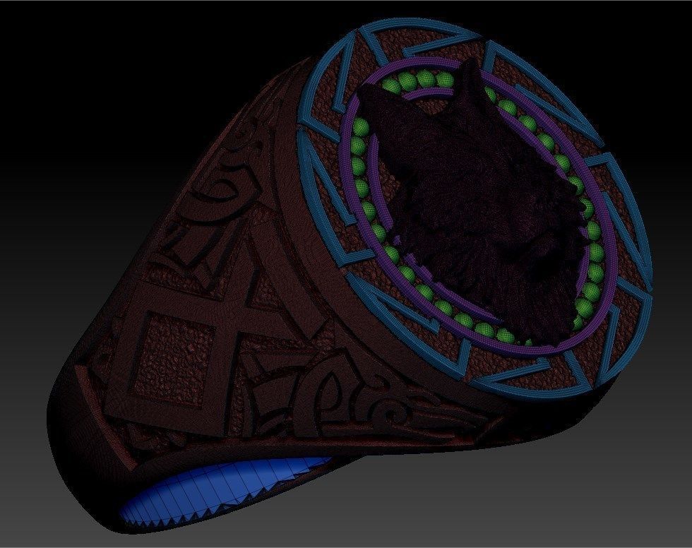 wolf ring 3D print model_3