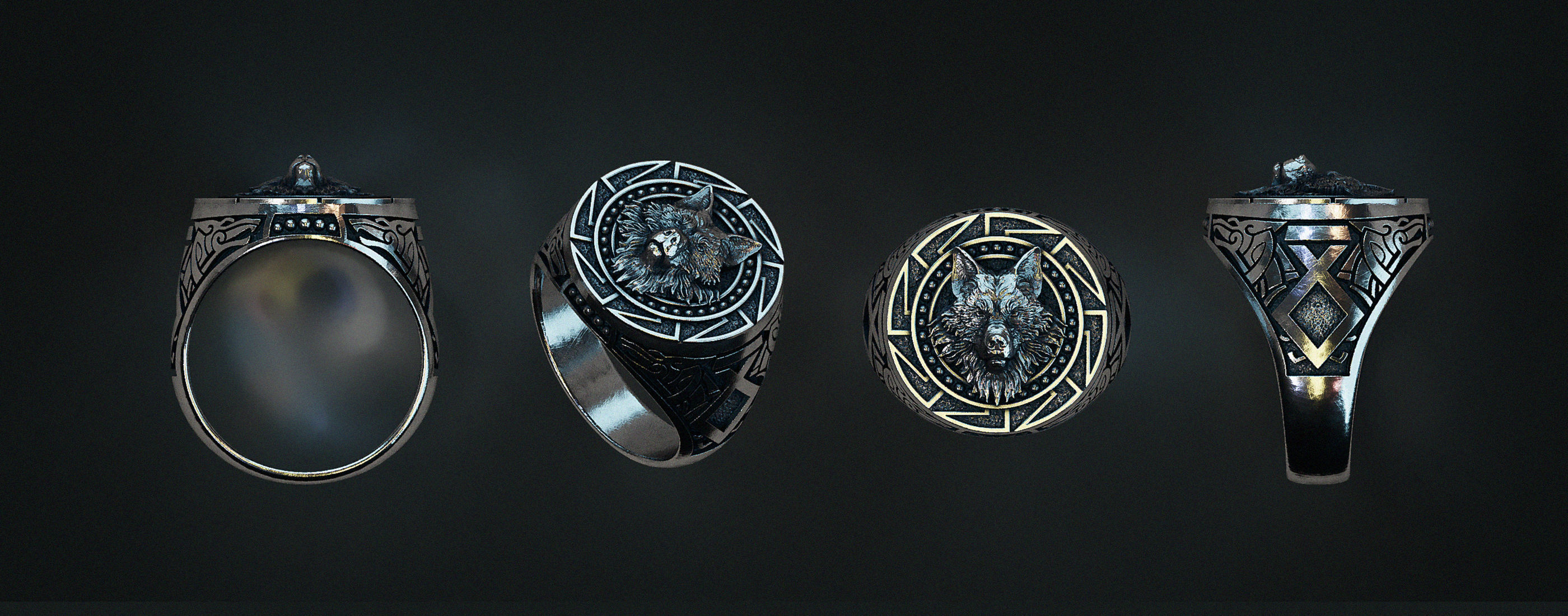 wolf ring 3D print model_1