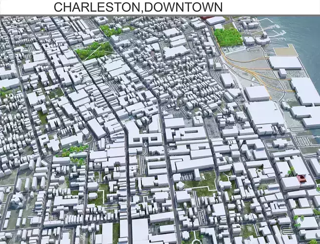 Charleston Downtown South Carolina USA Low-poly 3D model