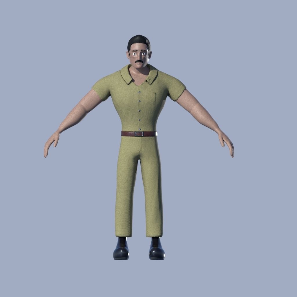Male character model Cartoon Stylized Low-poly 3D model_5