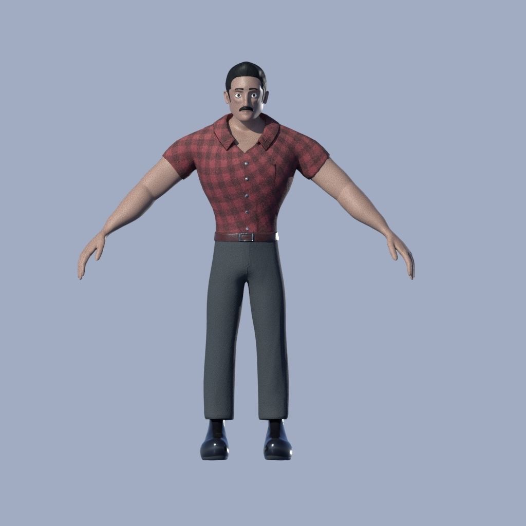Male character model Cartoon Stylized Low-poly 3D model_9