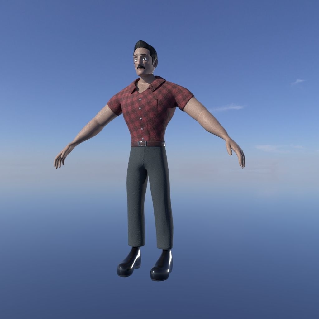 Male character model Cartoon Stylized Low-poly 3D model_15