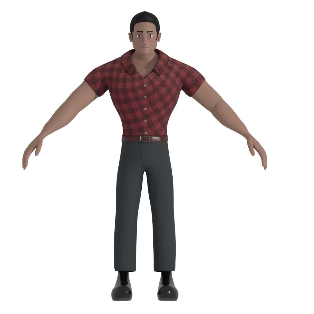 Male character model Cartoon Stylized Low-poly 3D model_2