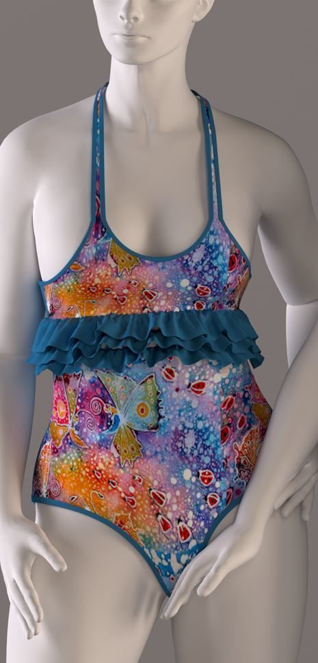 Women swimsuit -swimwear with textures 3D model_3