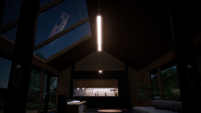 Celling Tube Shape Hanging Lamp Free 3D model
