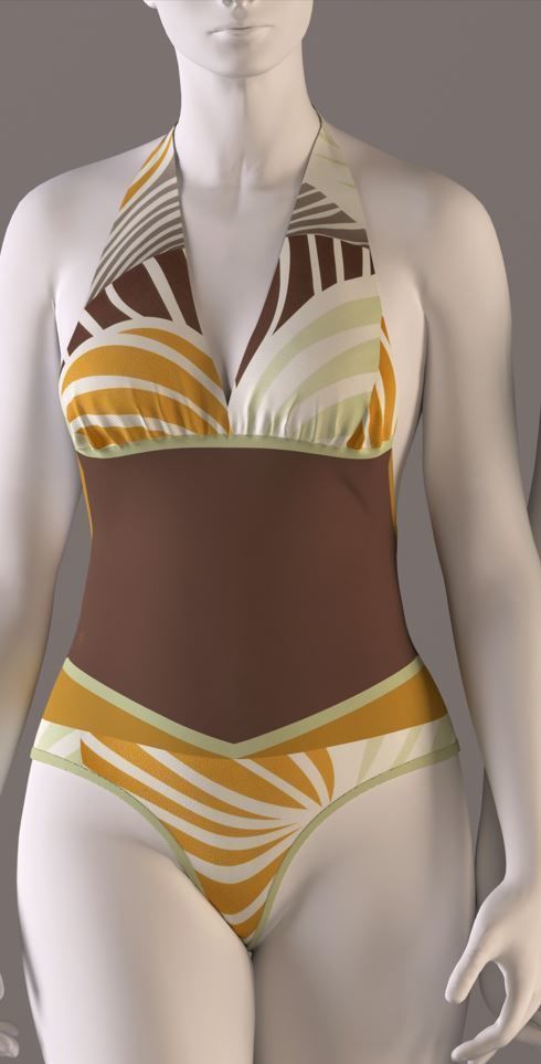 Women swimsuit -swimwear with textures 3D model_3