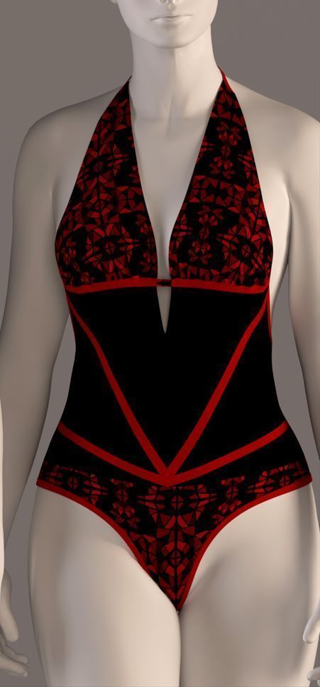 Women swimsuit -swimwear with textures 3D model_5