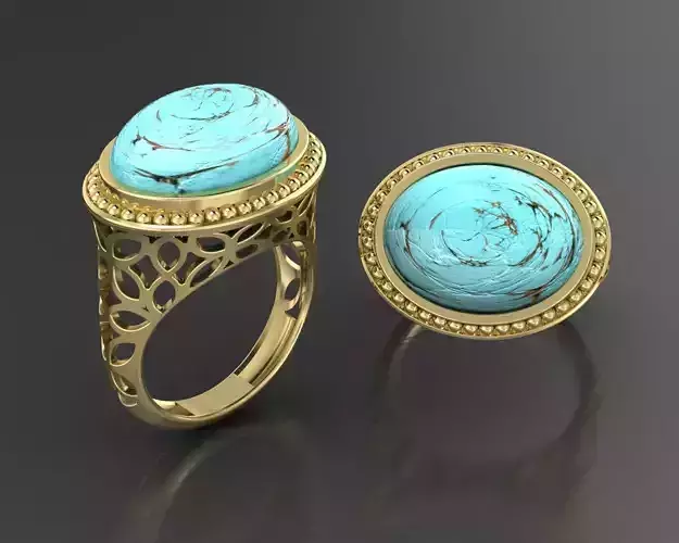 gold oval turquoise stone 3dm