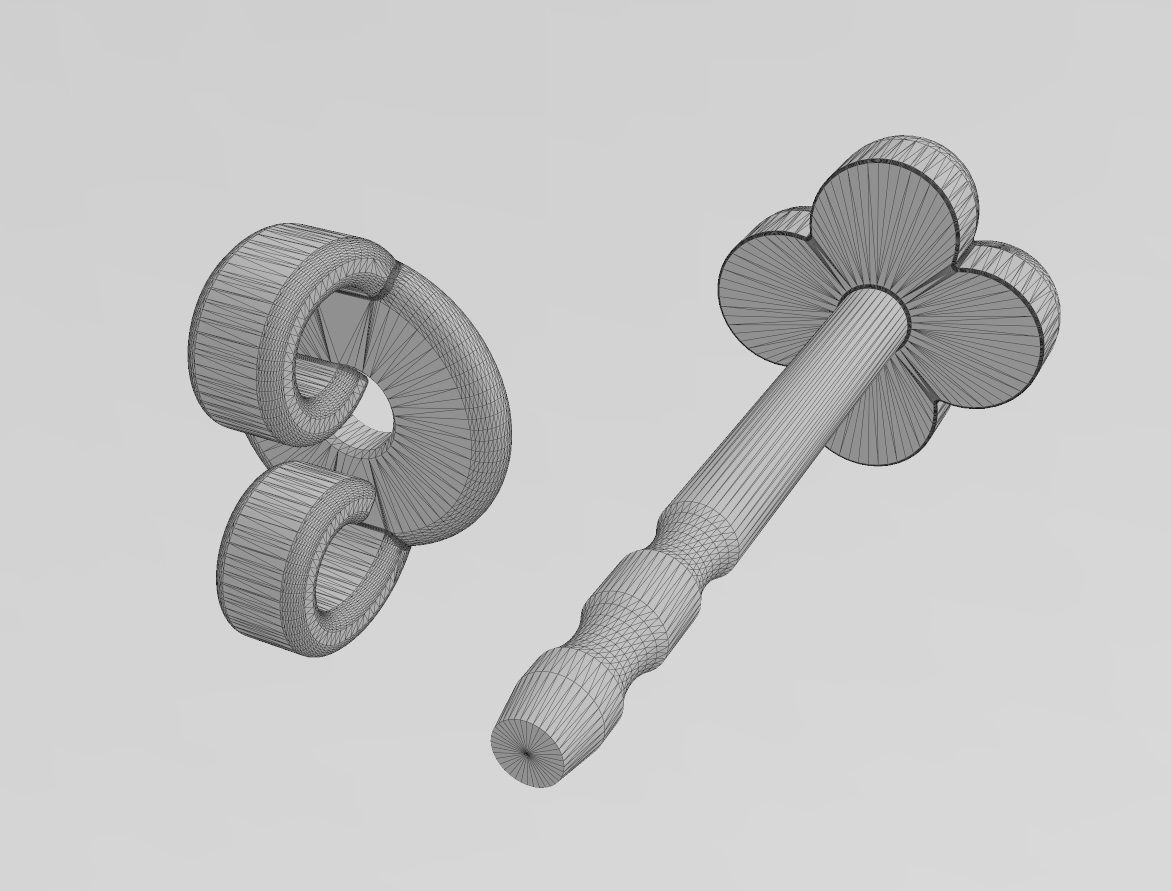 Bead clover stud earring 3D print model_12