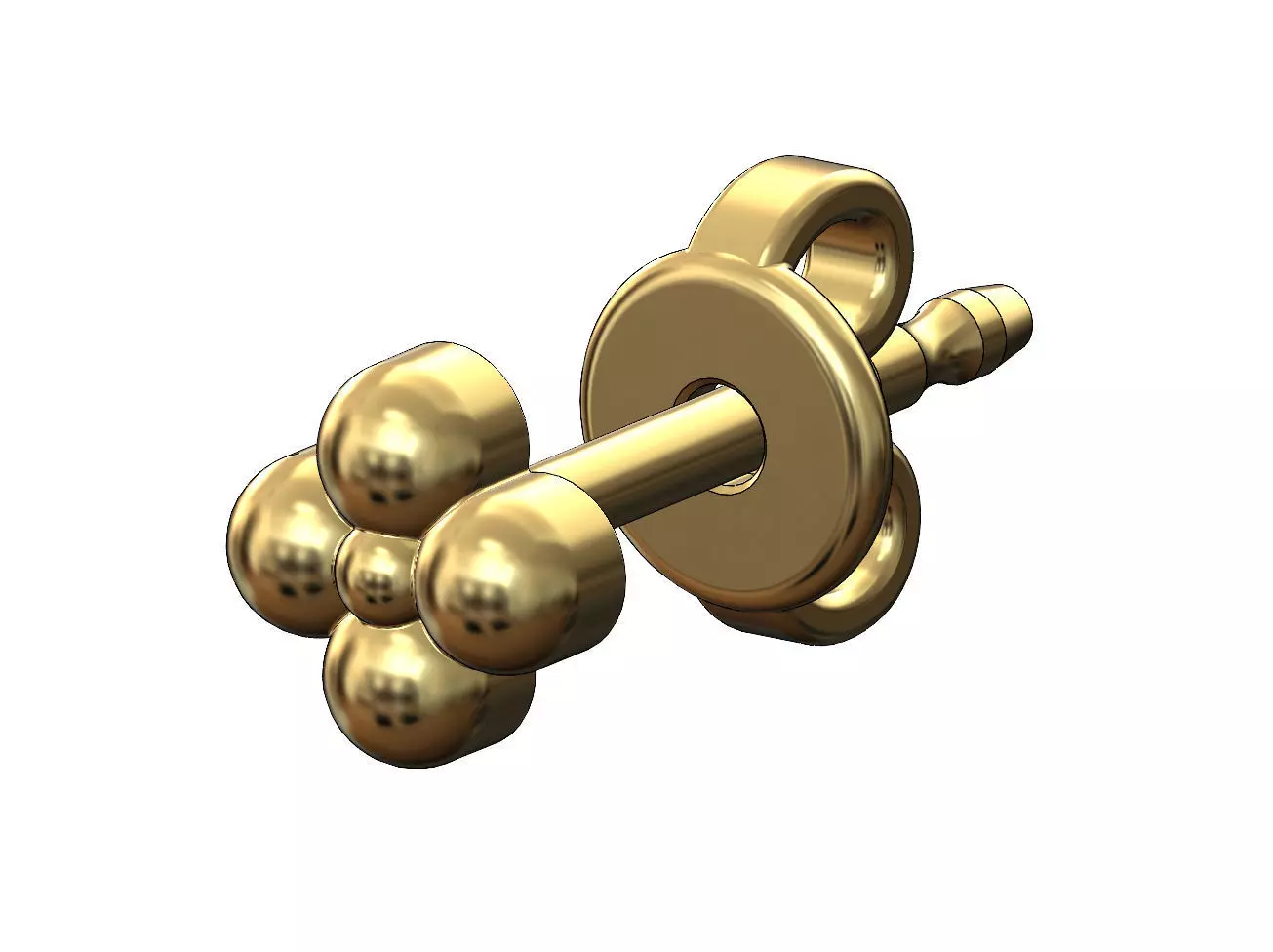 Bead clover stud earring 3D print model_0