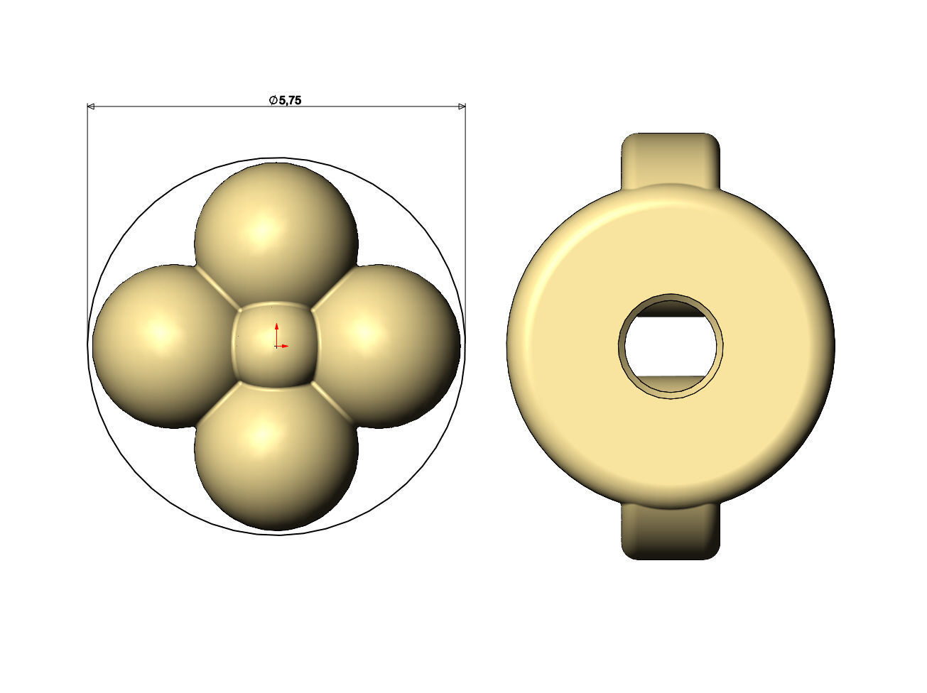 Bead clover stud earring 3D print model_5